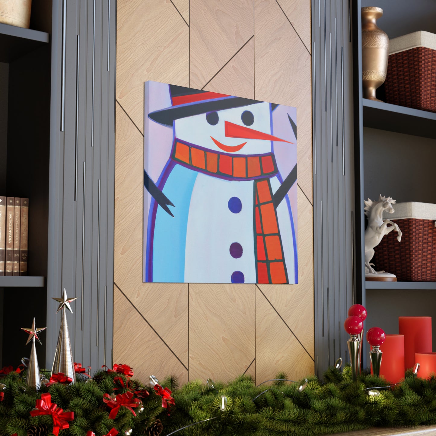 "Frosty Art Deco Snowman" - Canvas