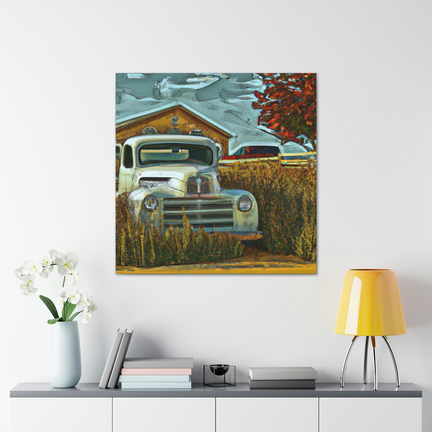 "Rustic Retreat Truckscape" - Canvas