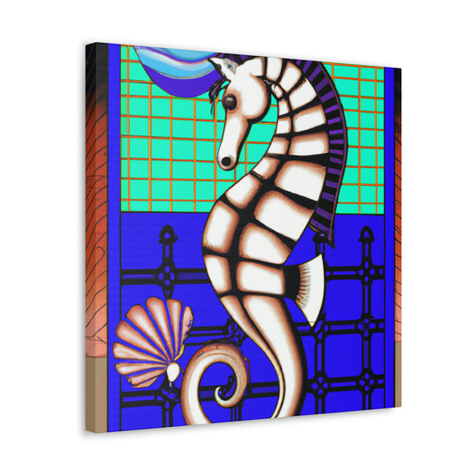 "Shimmering Art Deco Seahorse" - Canvas