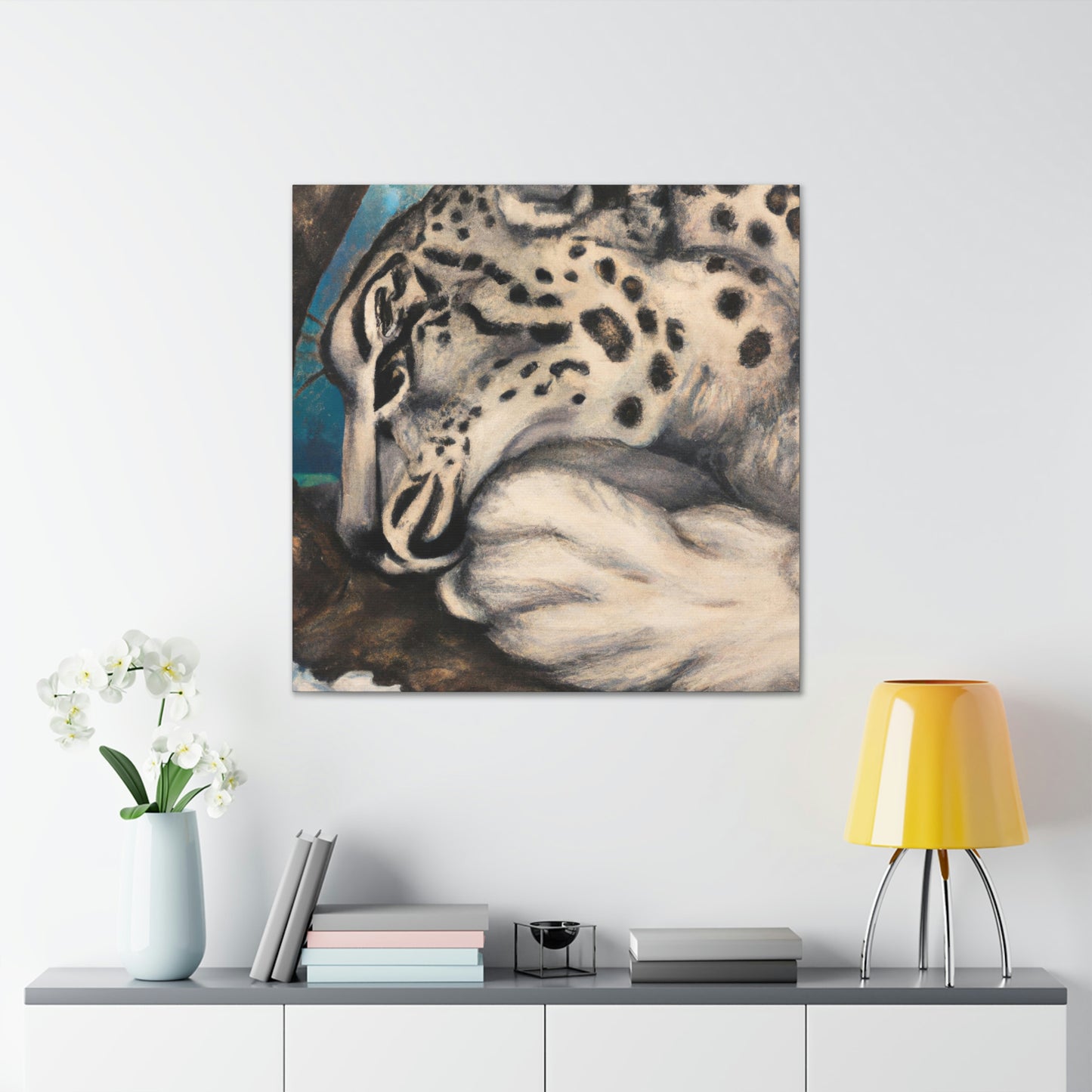 Snow Leopard Silhouette - Canvas