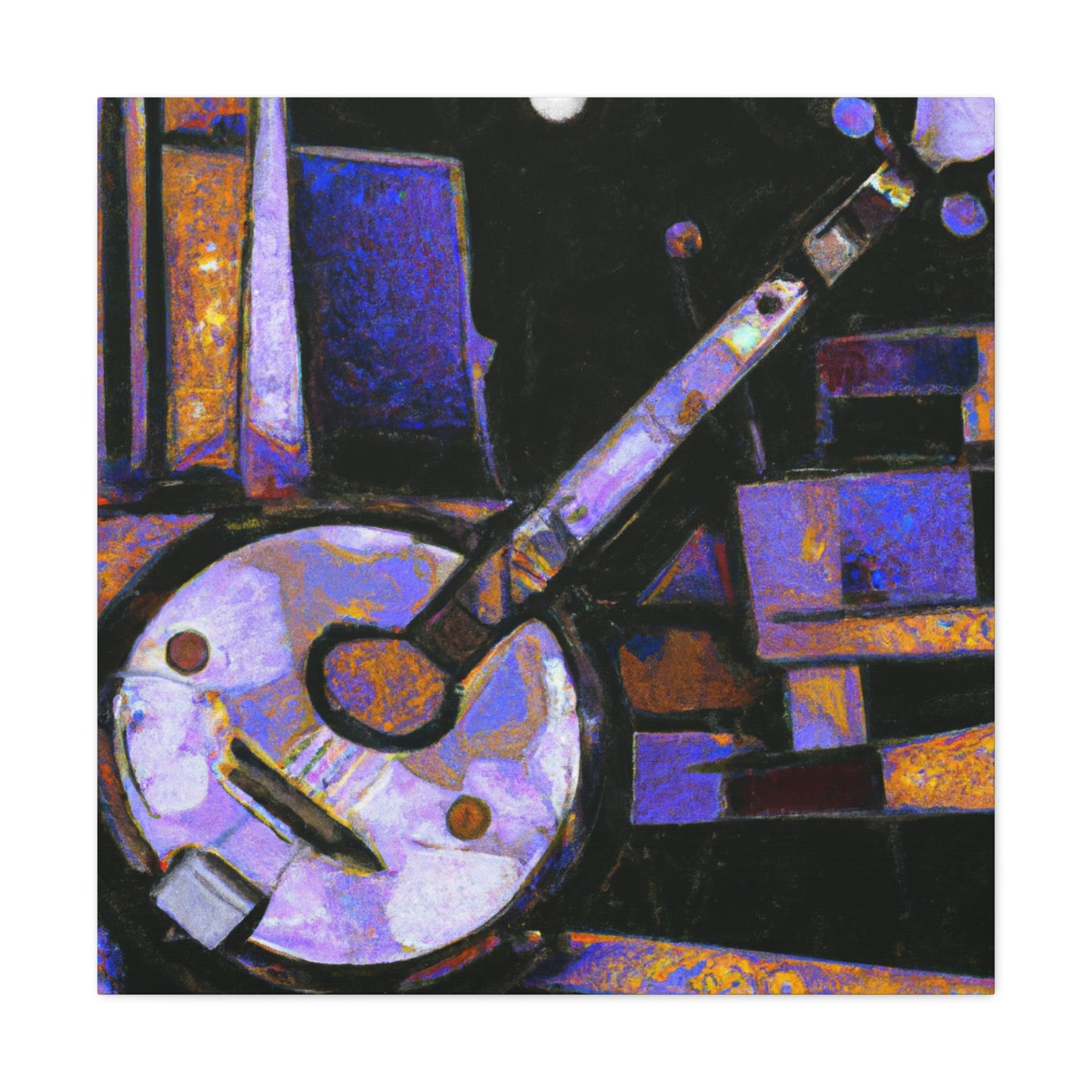 "Banjo in Blue Music" - Canvas