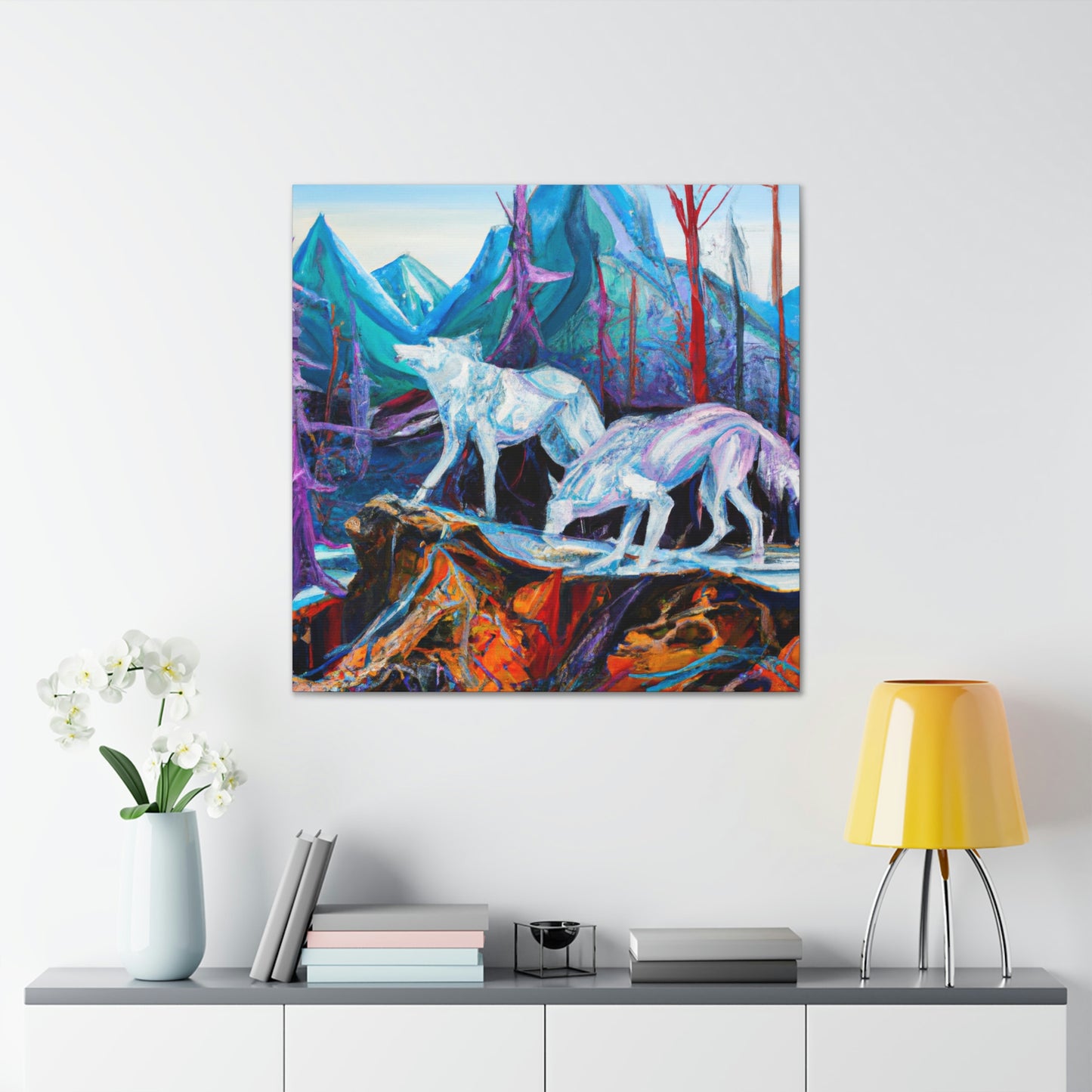 "Wolf at Midnight Glow" - Canvas