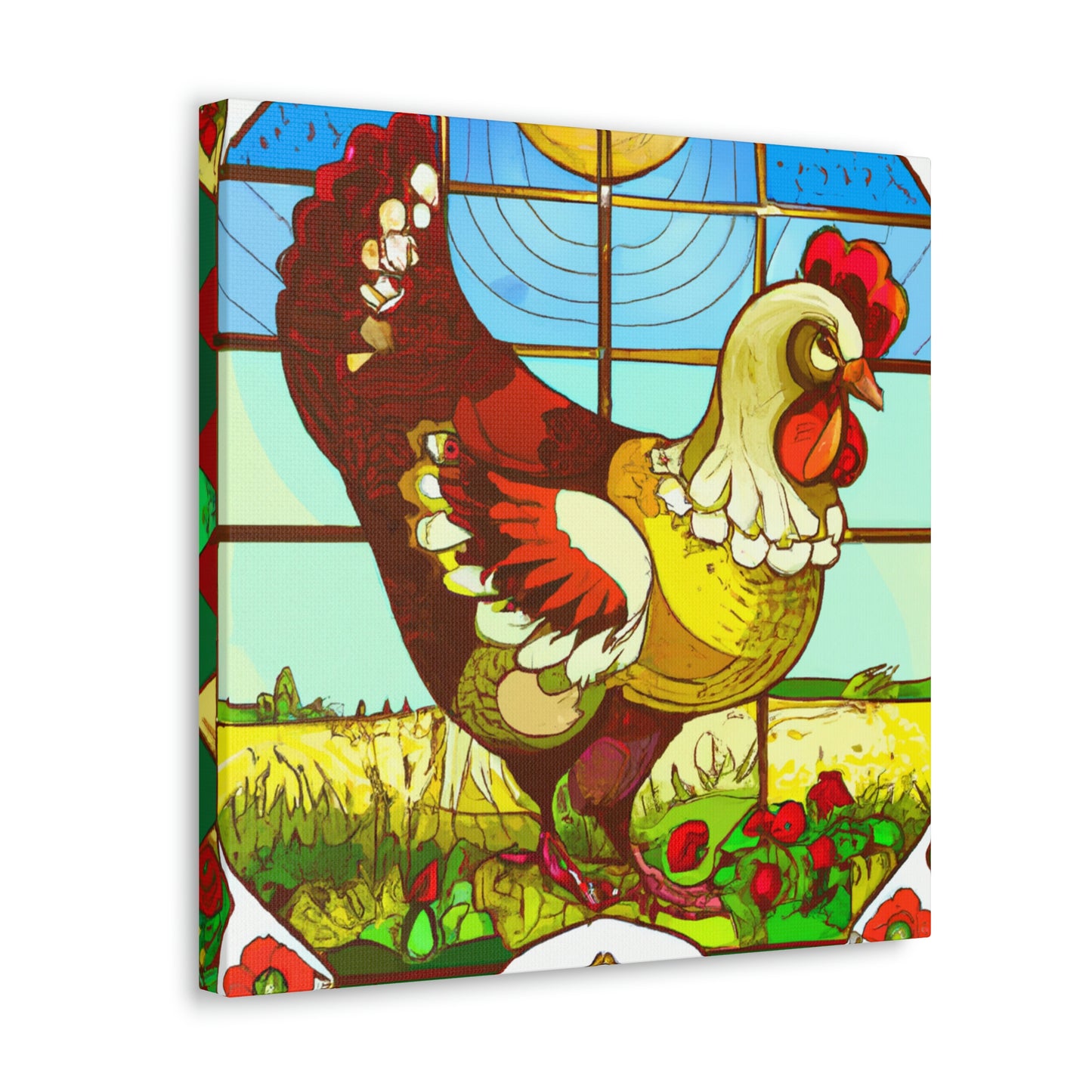 "Chickens in Art Nouveau" - Canvas