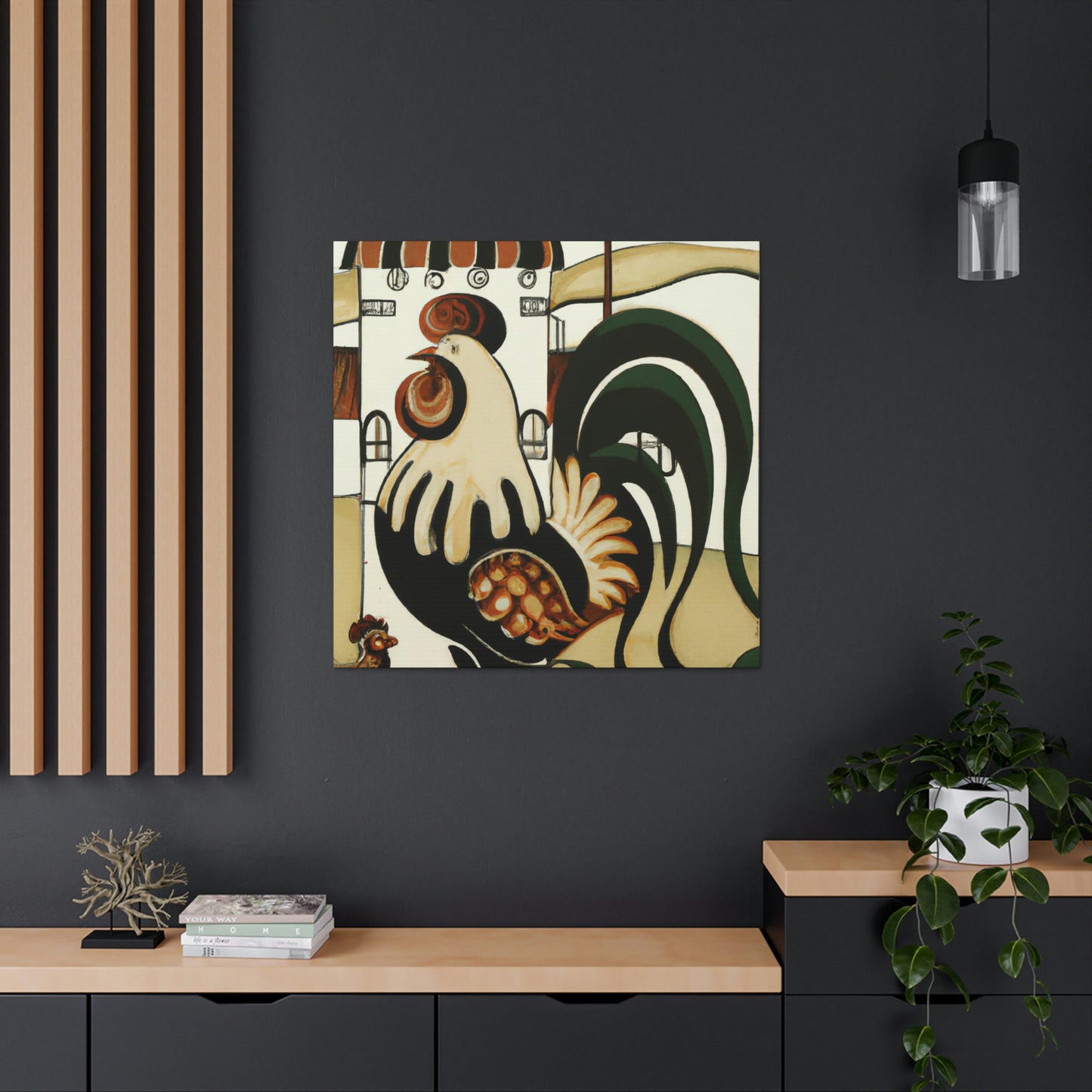 "Rooster At Dawn, Art Nouveau" - Canvas