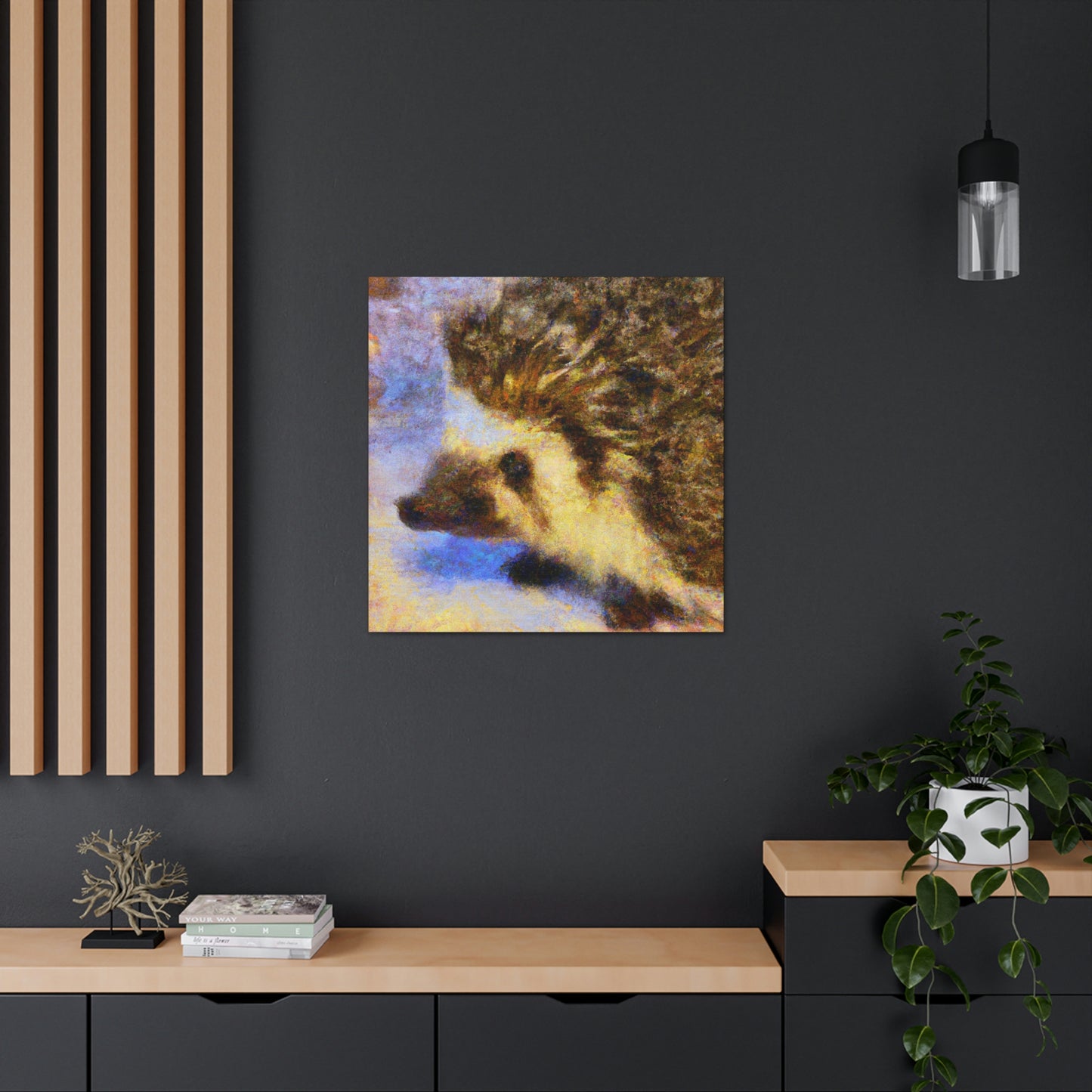 "Hedgehog among Flowers." - Canvas