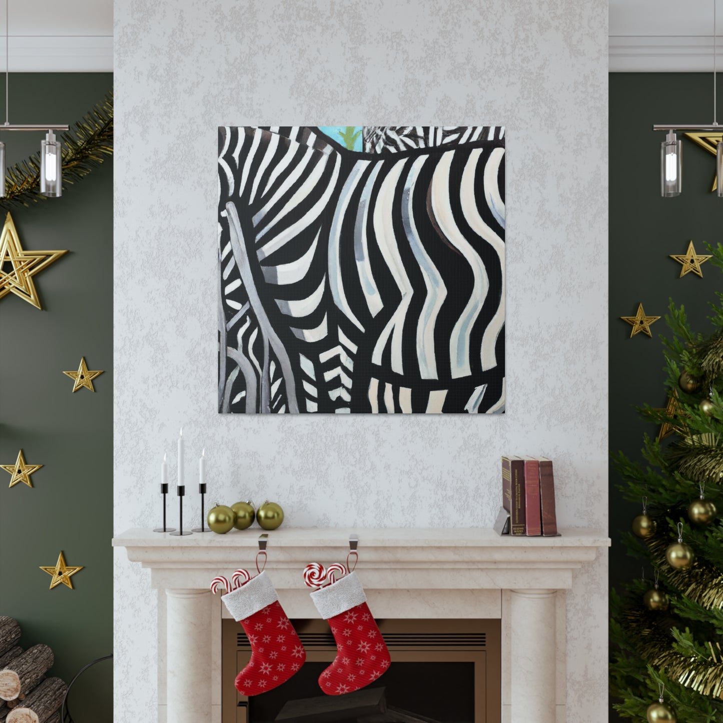 "Zebras Zooming Deco" - Canvas