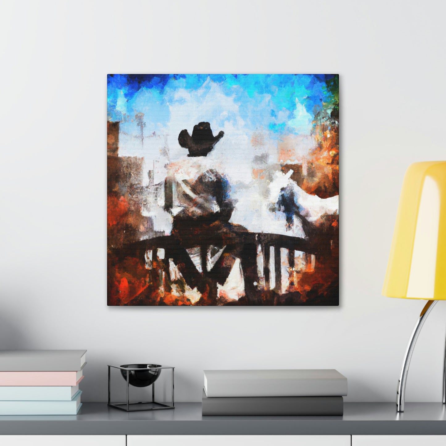 Cowboy on a Fence - Canvas