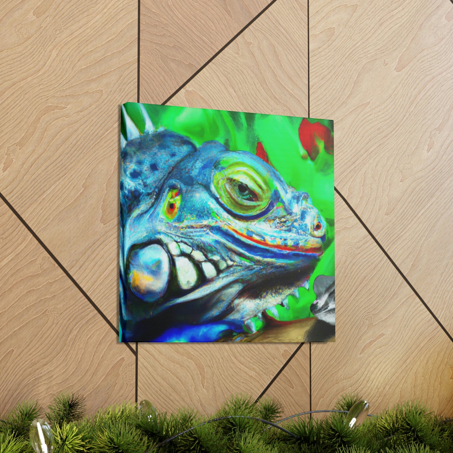 "Green Iguana Dreamscape" - Canvas