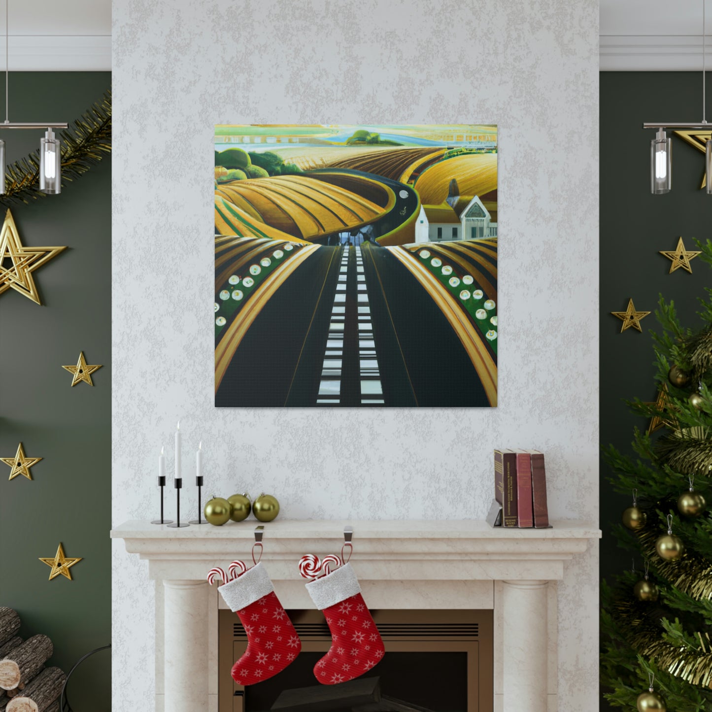 "Country Road in Art Deco" - Canvas