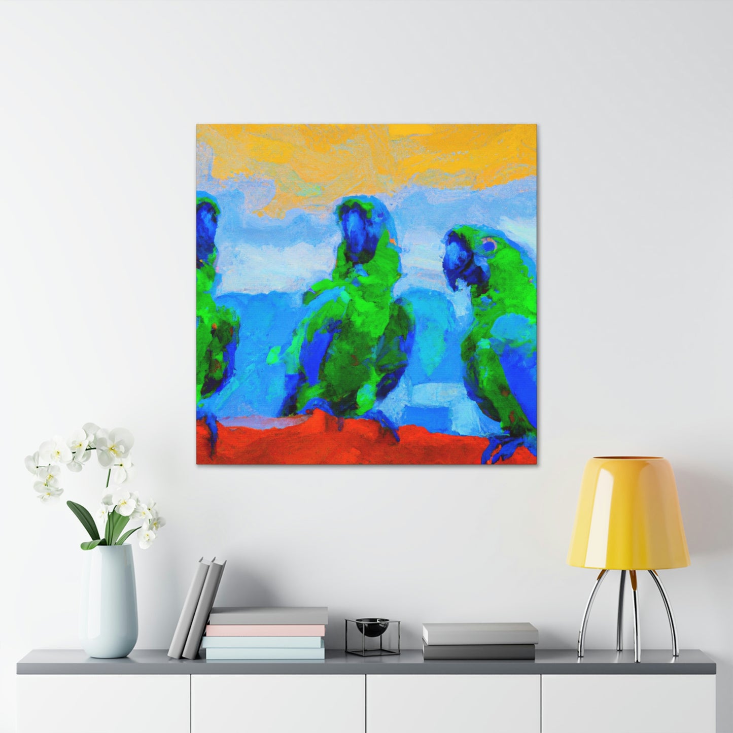 "Parrots Tinged with Passion" - Canvas