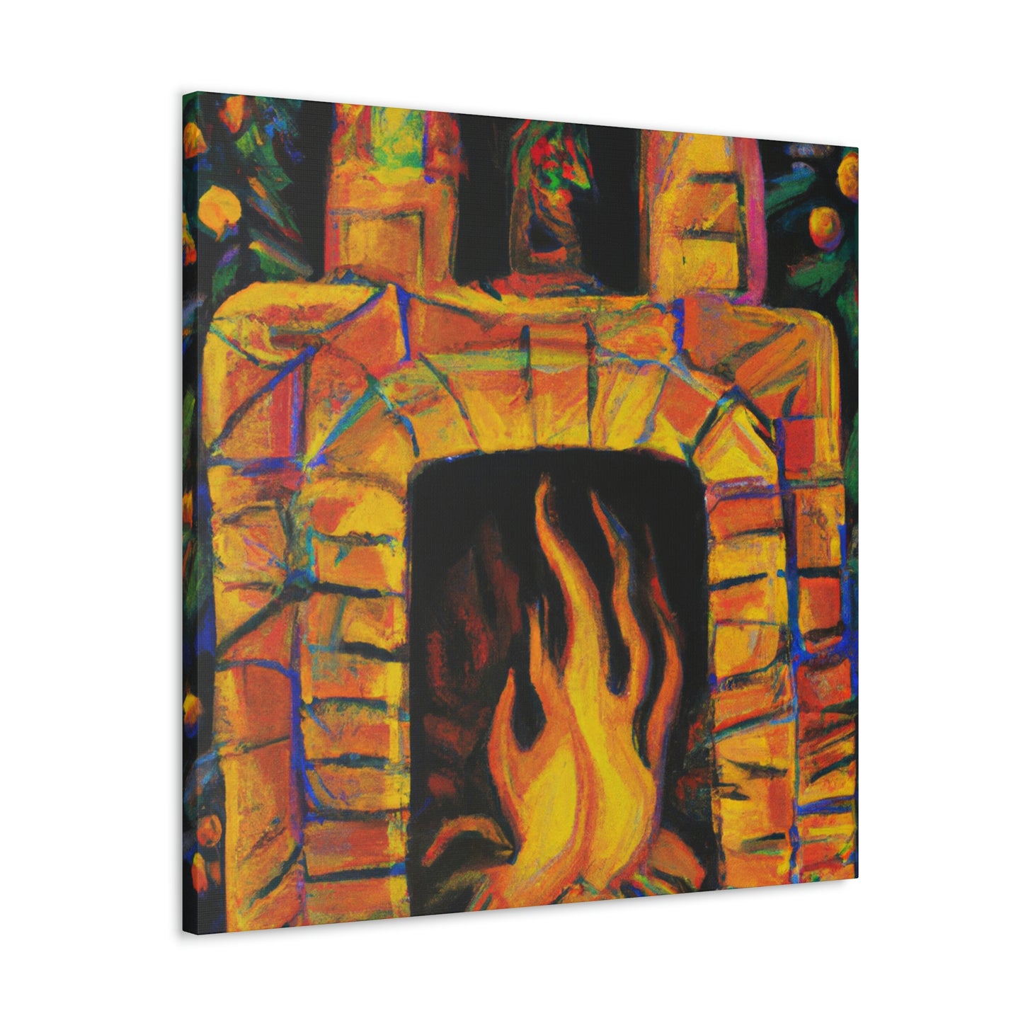 "Flaming Fireplace Flair" - Canvas