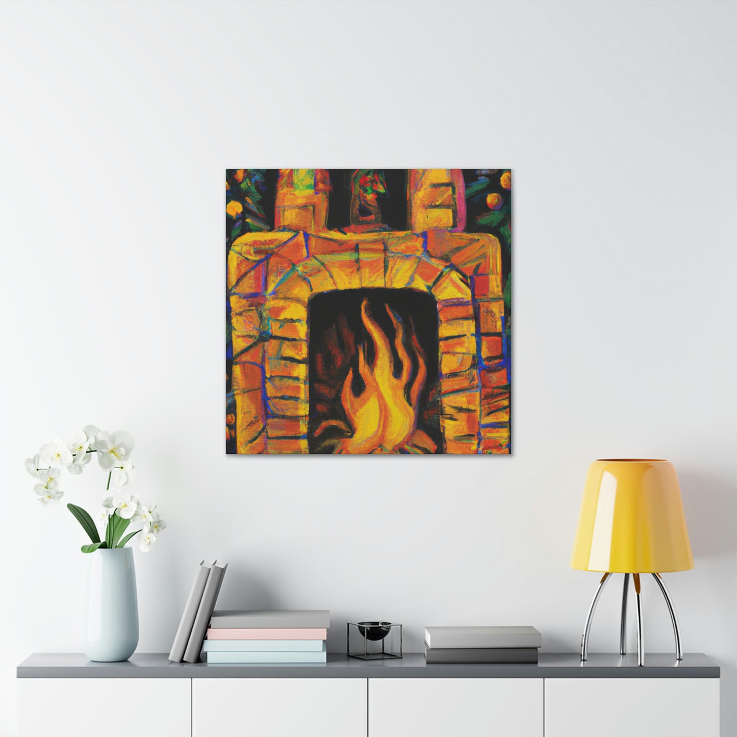 "Flaming Fireplace Flair" - Canvas