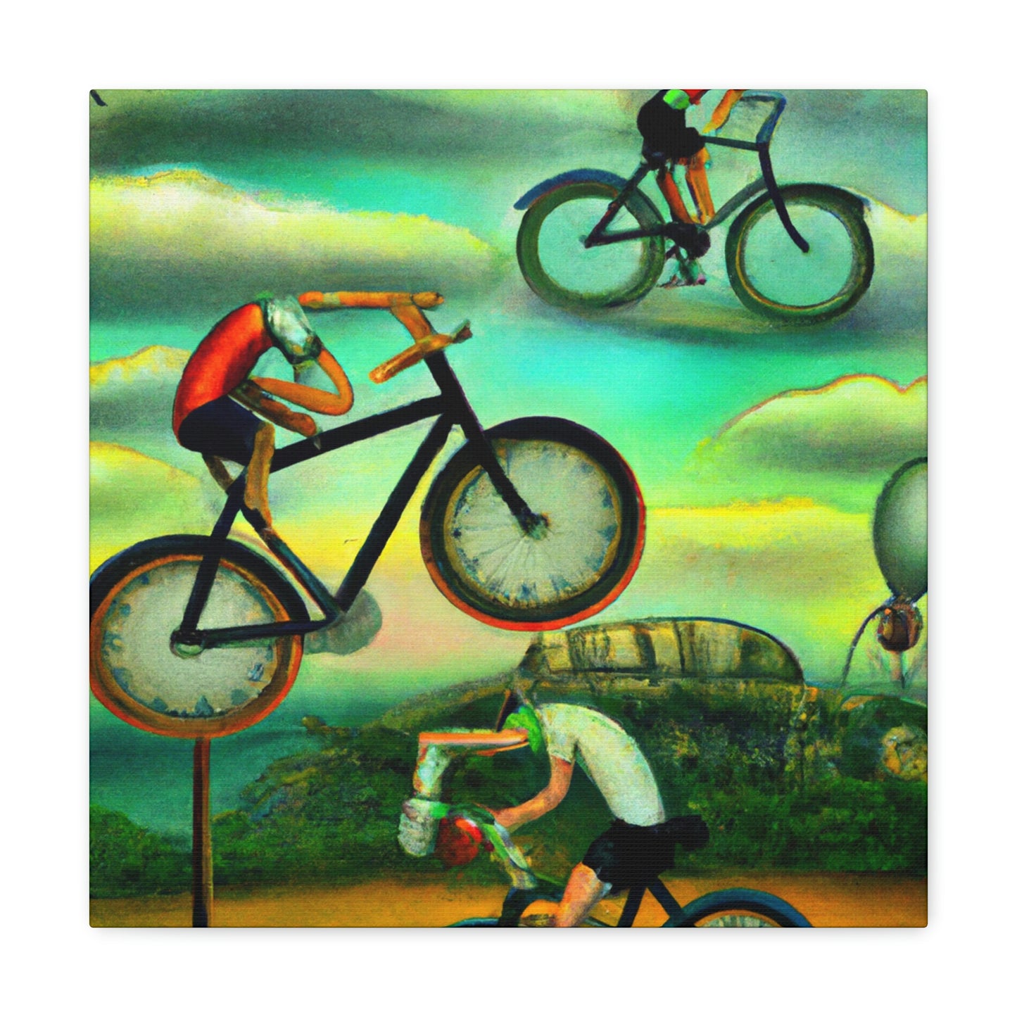 "Wheeled Dreamscape Biking" - Canvas