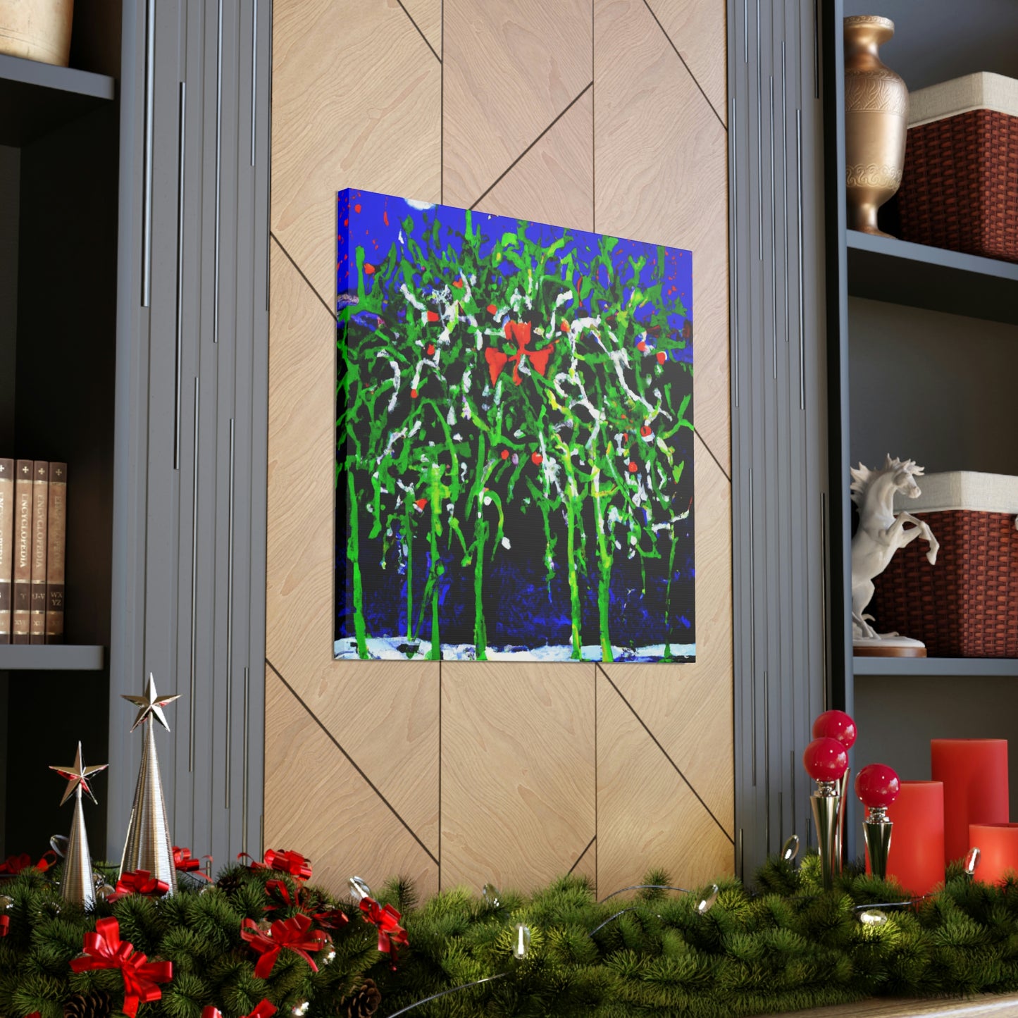 Mistletoe Embrace Expressionism - Canvas