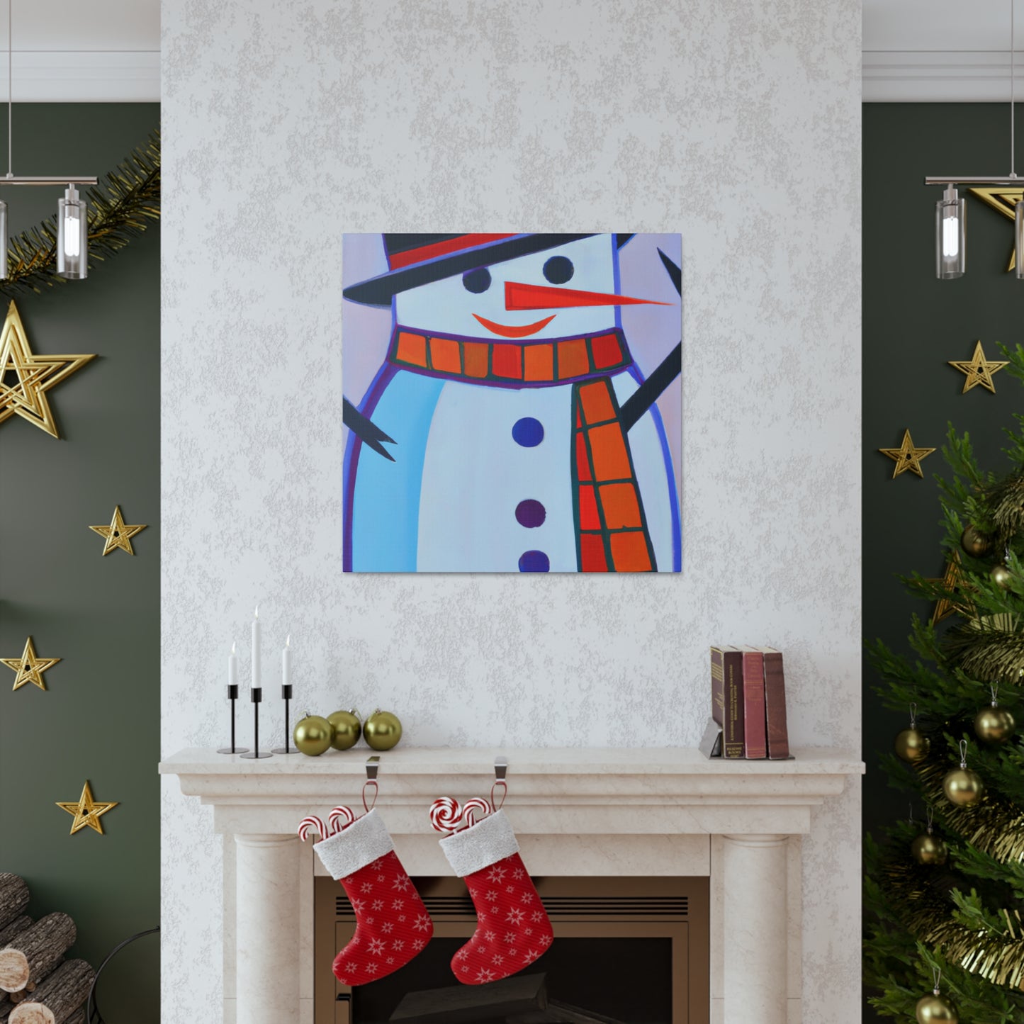 "Frosty Art Deco Snowman" - Canvas