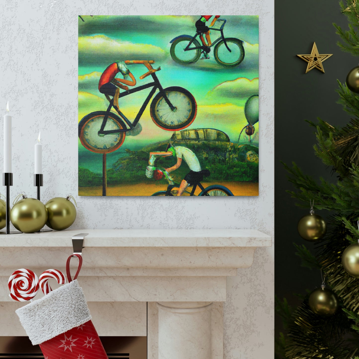 "Wheeled Dreamscape Biking" - Canvas