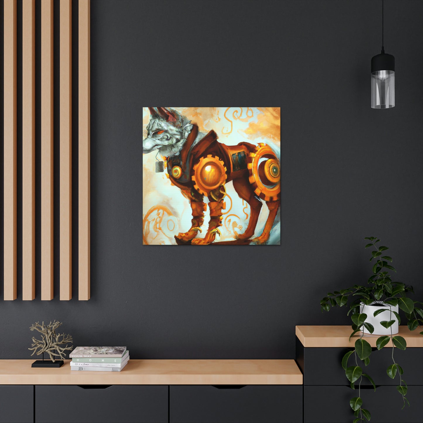 "Wolf in Steam Gears" - Canvas