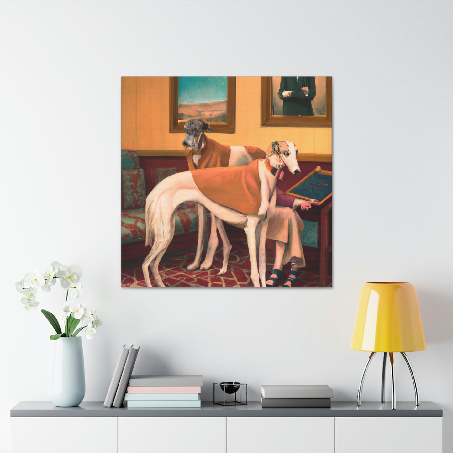 Greyhound in Moonlight. - Canvas