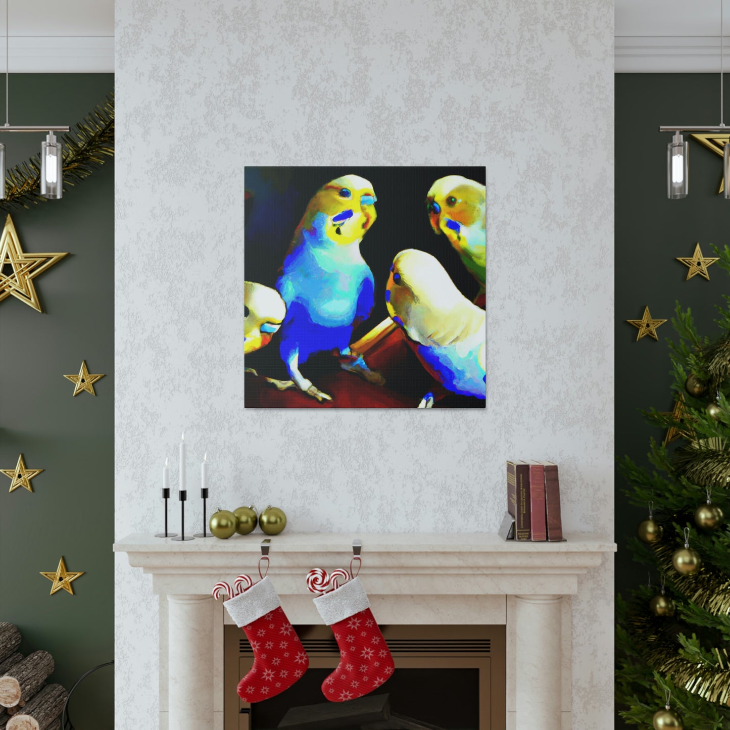 Parakeets in Deco - Canvas