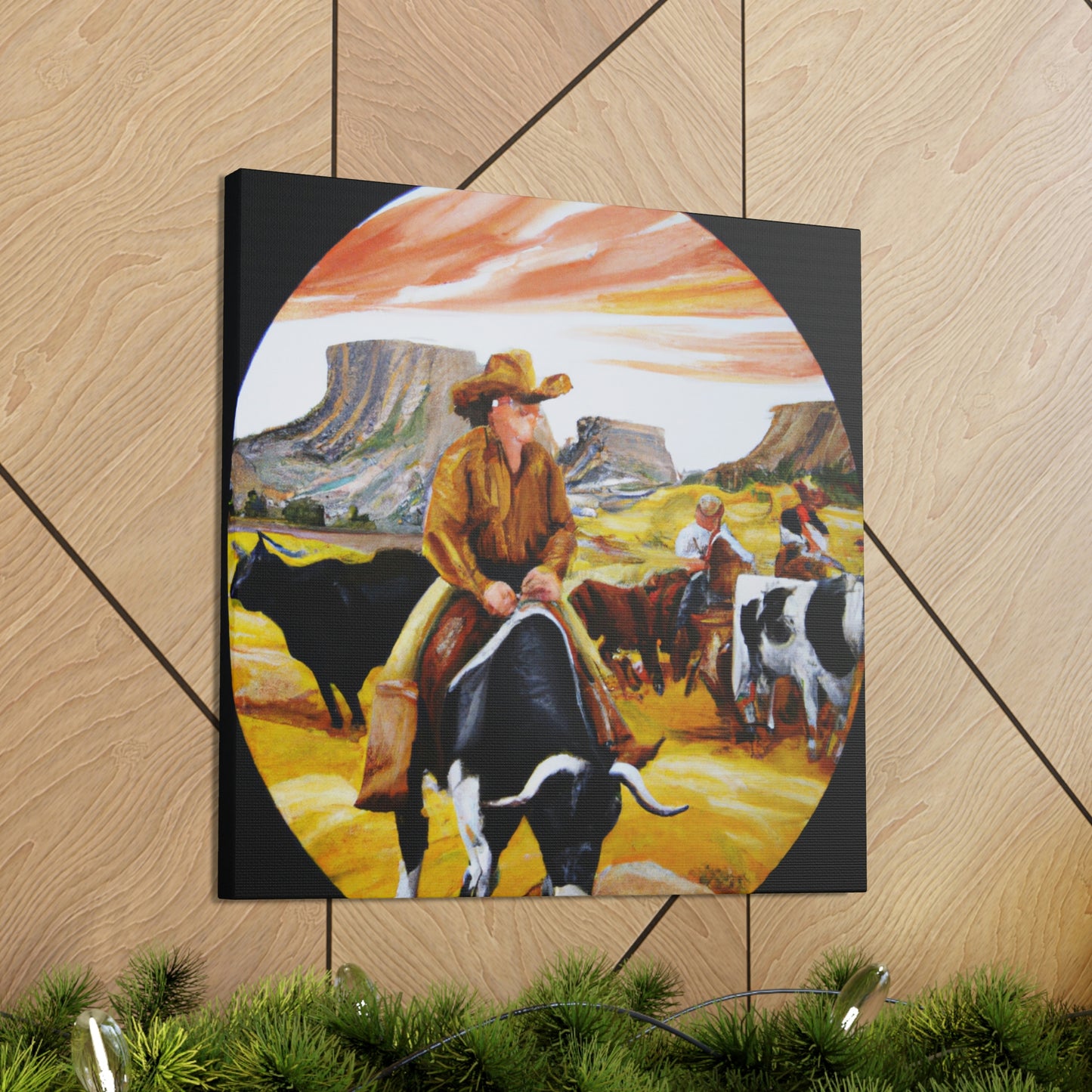 Cattle Round Up Scene - Canvas