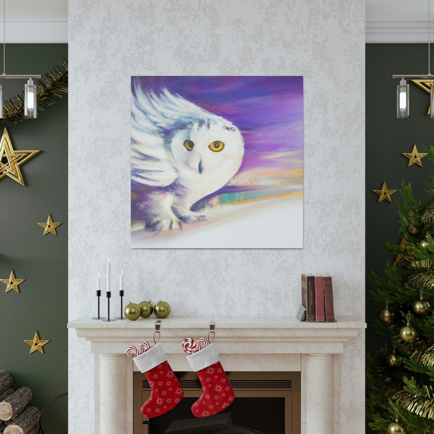 "Snowy Owl in Moonlight" - Canvas