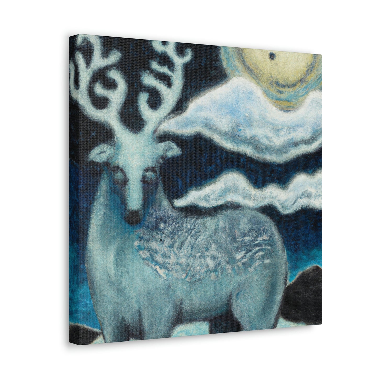 Reindeer Pointillism Scene - Canvas