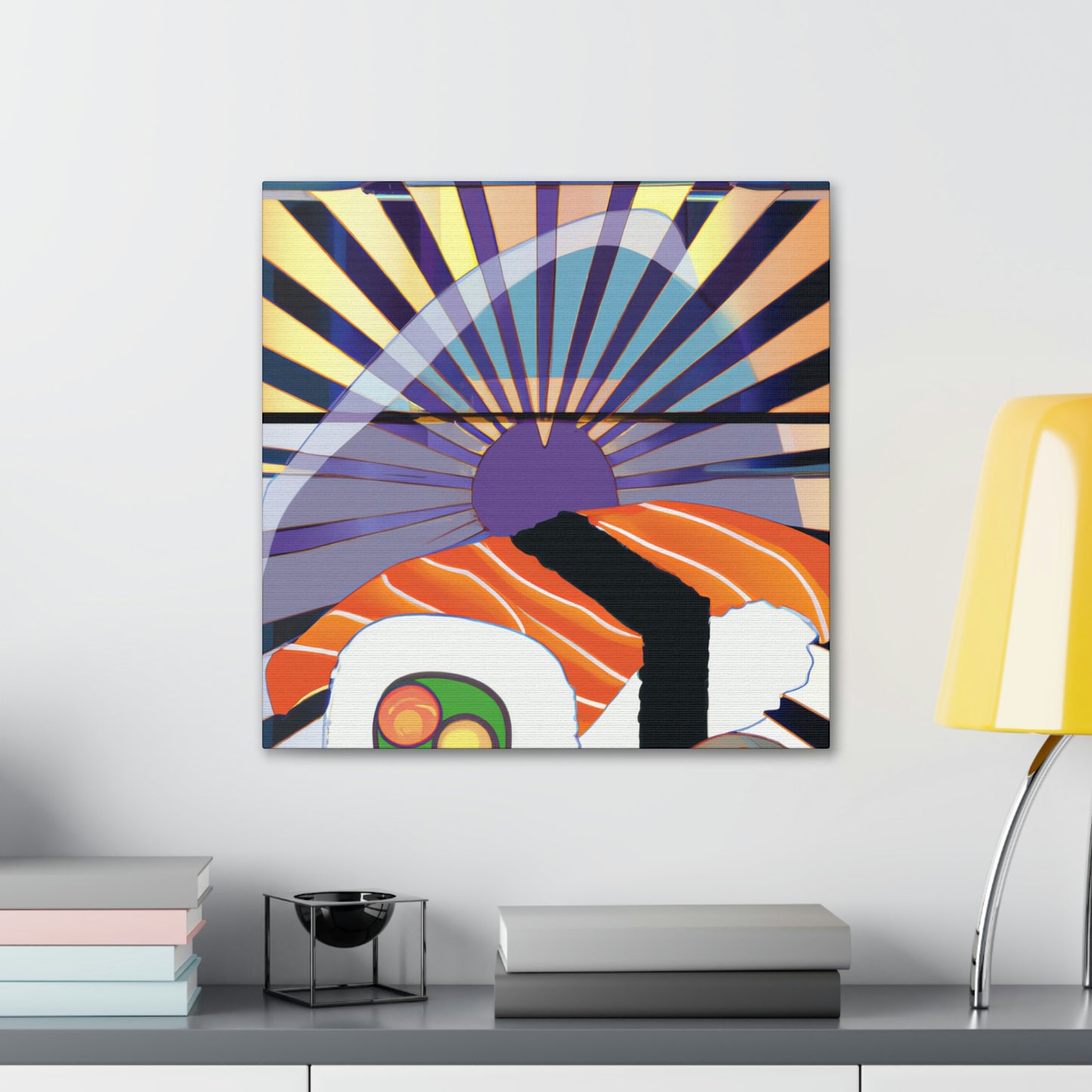 "Lively Deco Sushi Feast" - Canvas