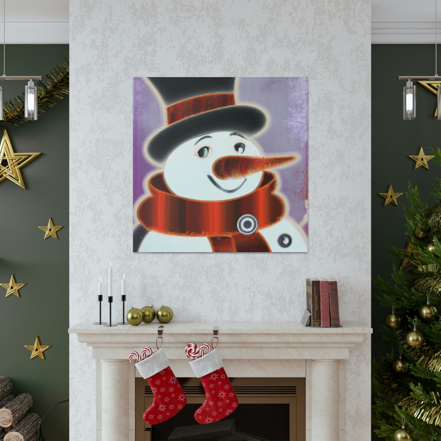 "Snowman's Art Deco Aura" - Canvas