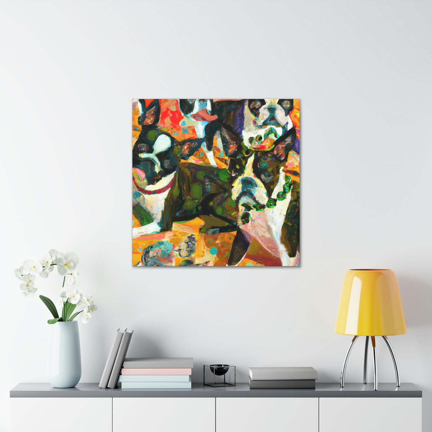 Boston Terrier Expressionism - Canvas