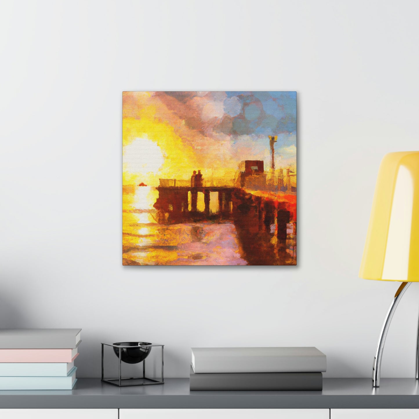 Pier Sunlit Reflection - Canvas