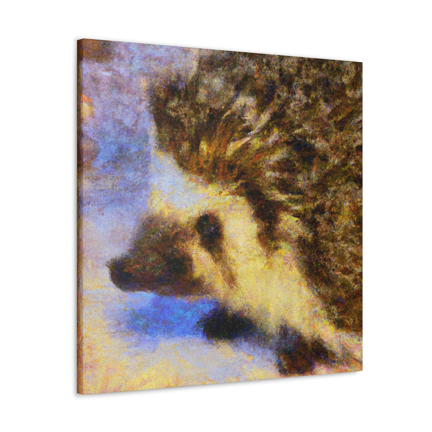 "Hedgehog among Flowers." - Canvas