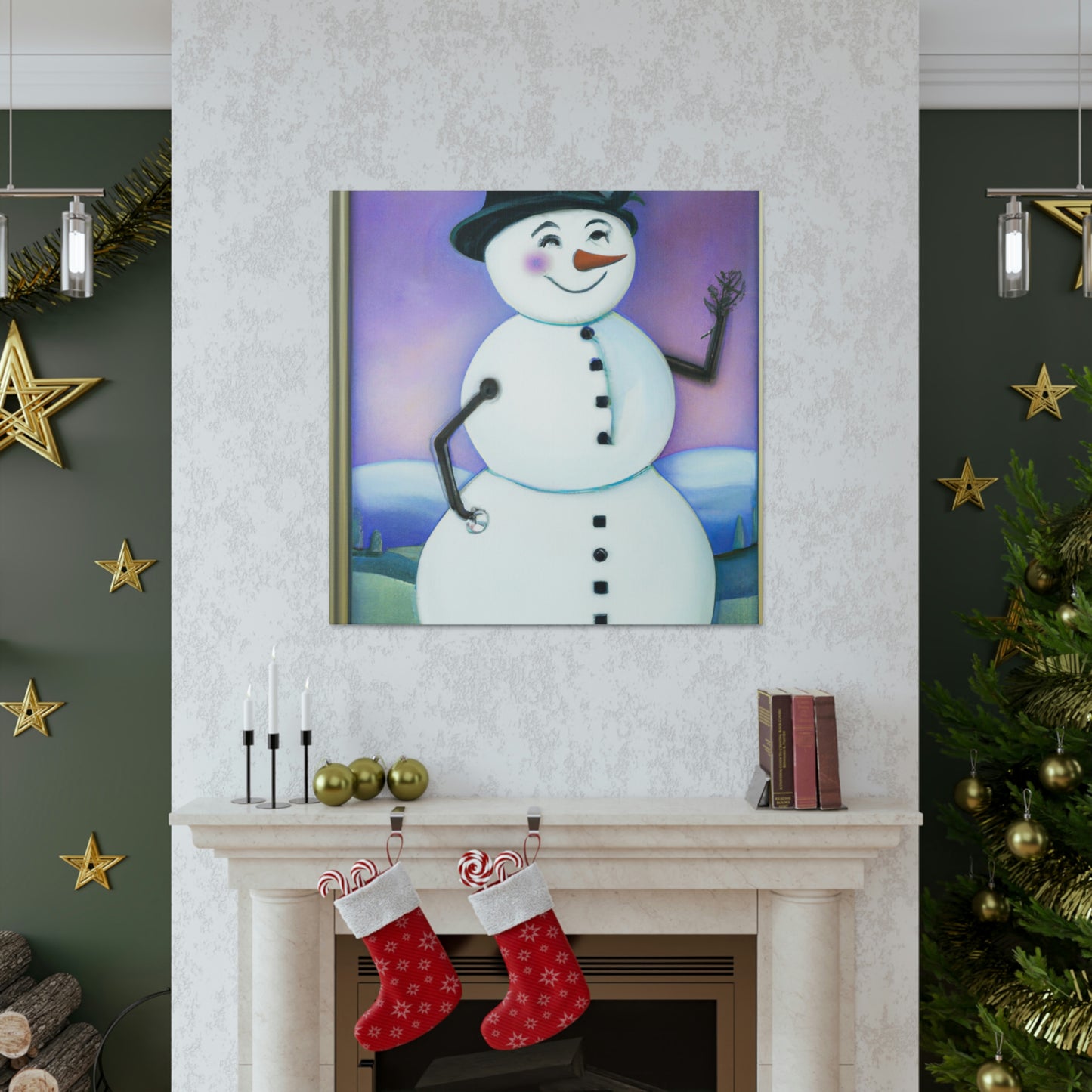 Chilling Art Deco Snowman - Canvas