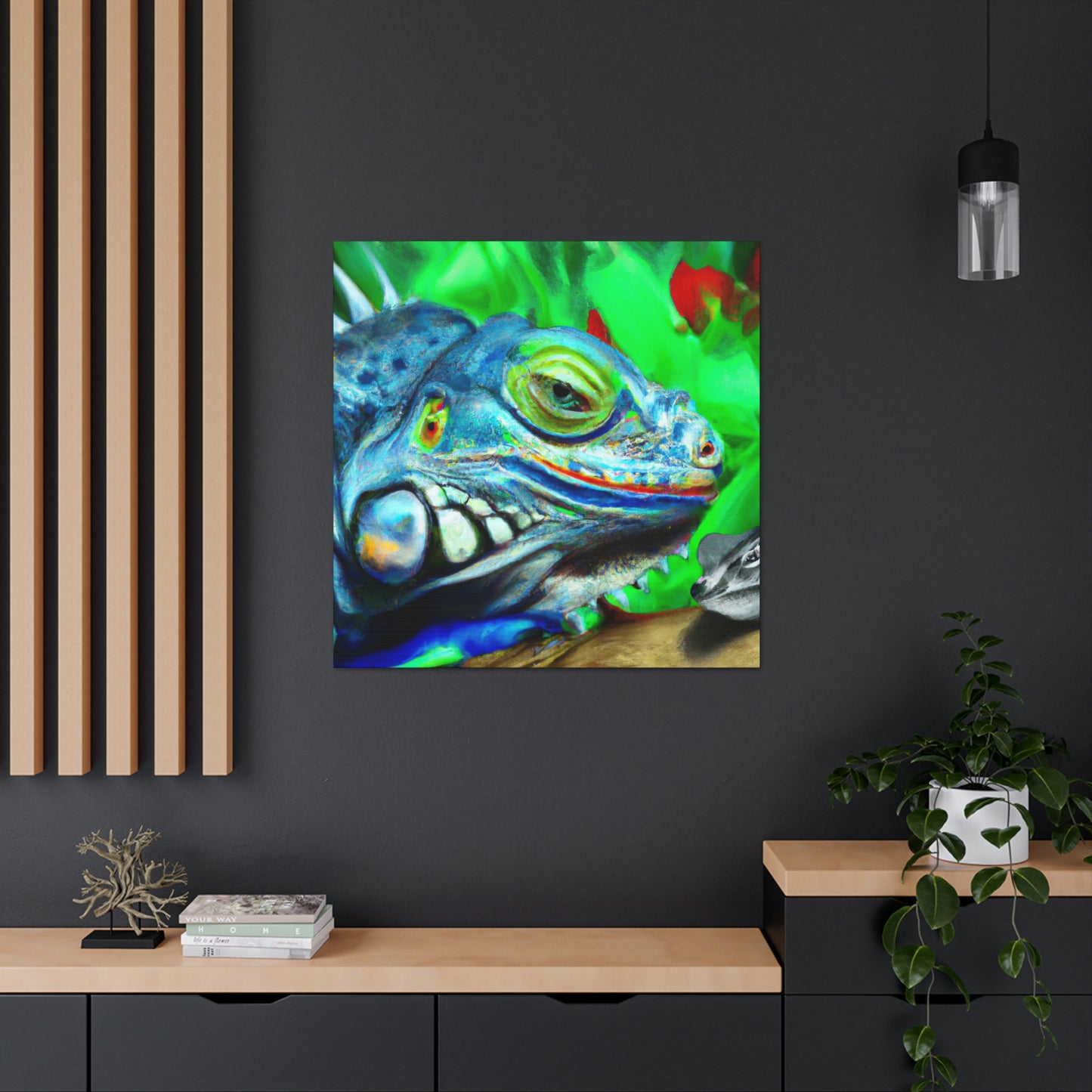 "Green Iguana Dreamscape" - Canvas