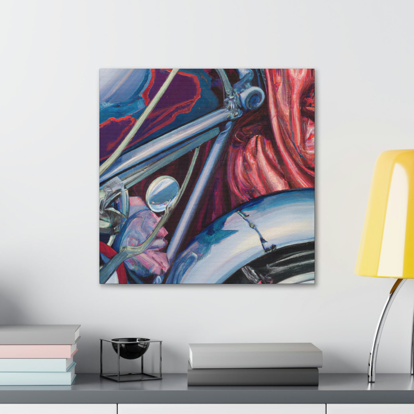 "Motorcycle in Moonlight Glare" - Canvas