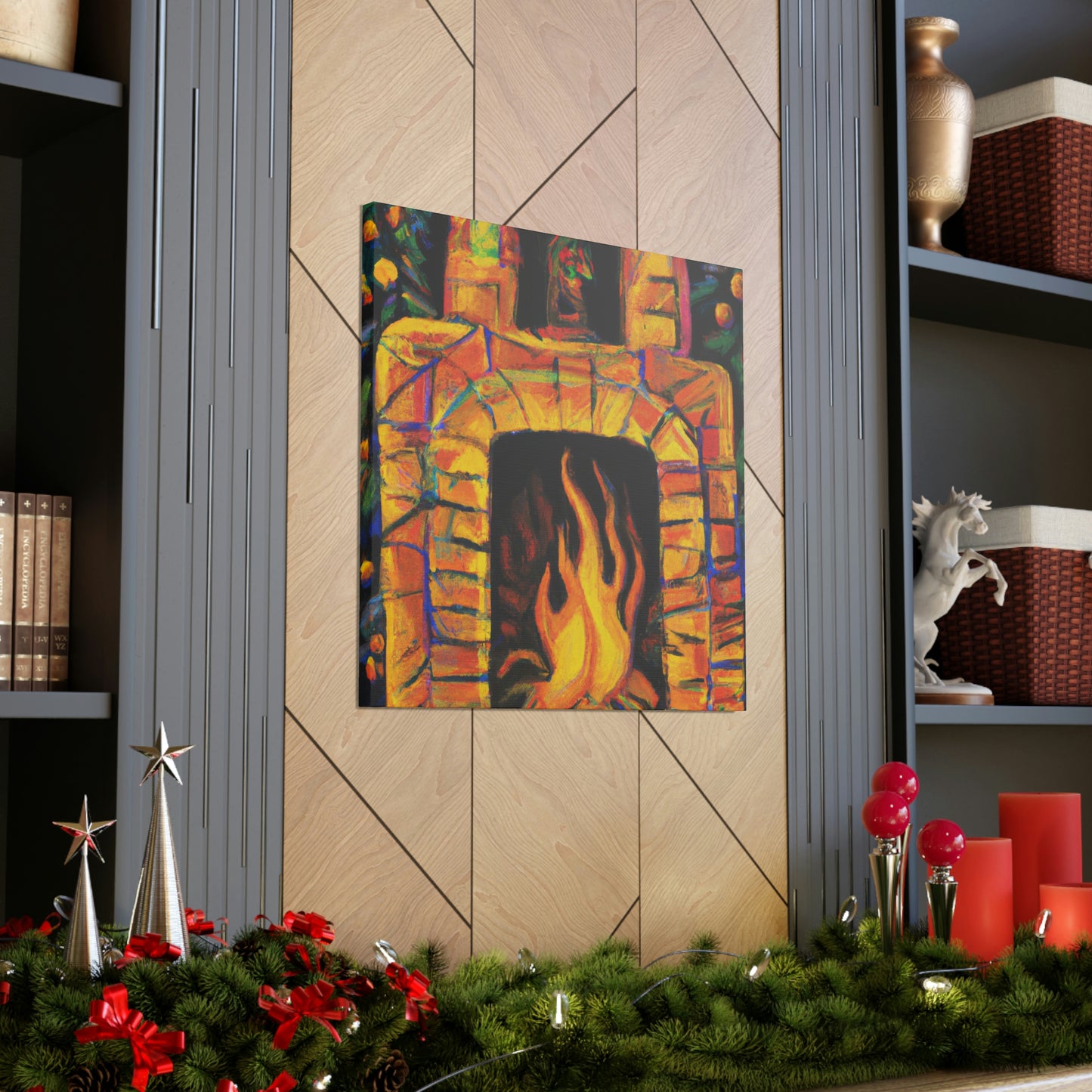 "Flaming Fireplace Flair" - Canvas