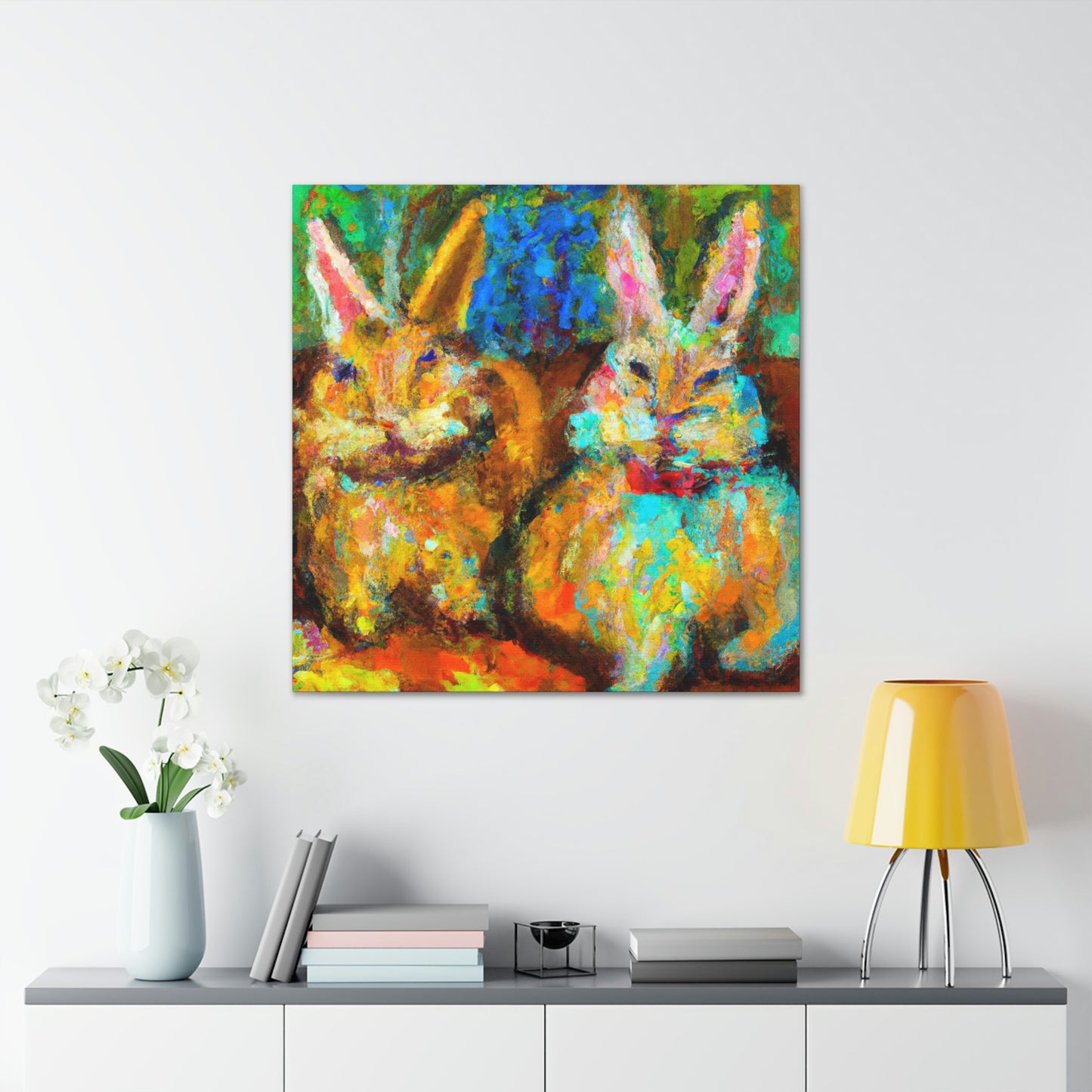 Rabbits in Springtime - Canvas