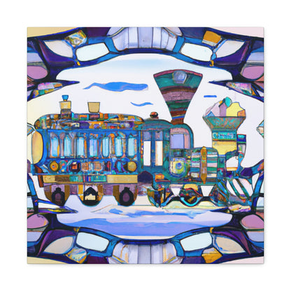 "Railroad at Sunset, Art Nouveau" - Canvas