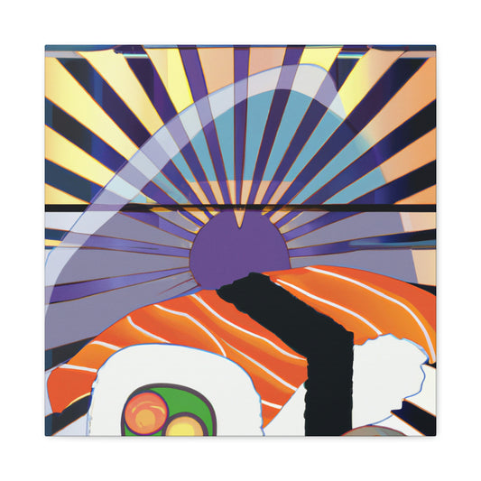 "Lively Deco Sushi Feast" - Canvas