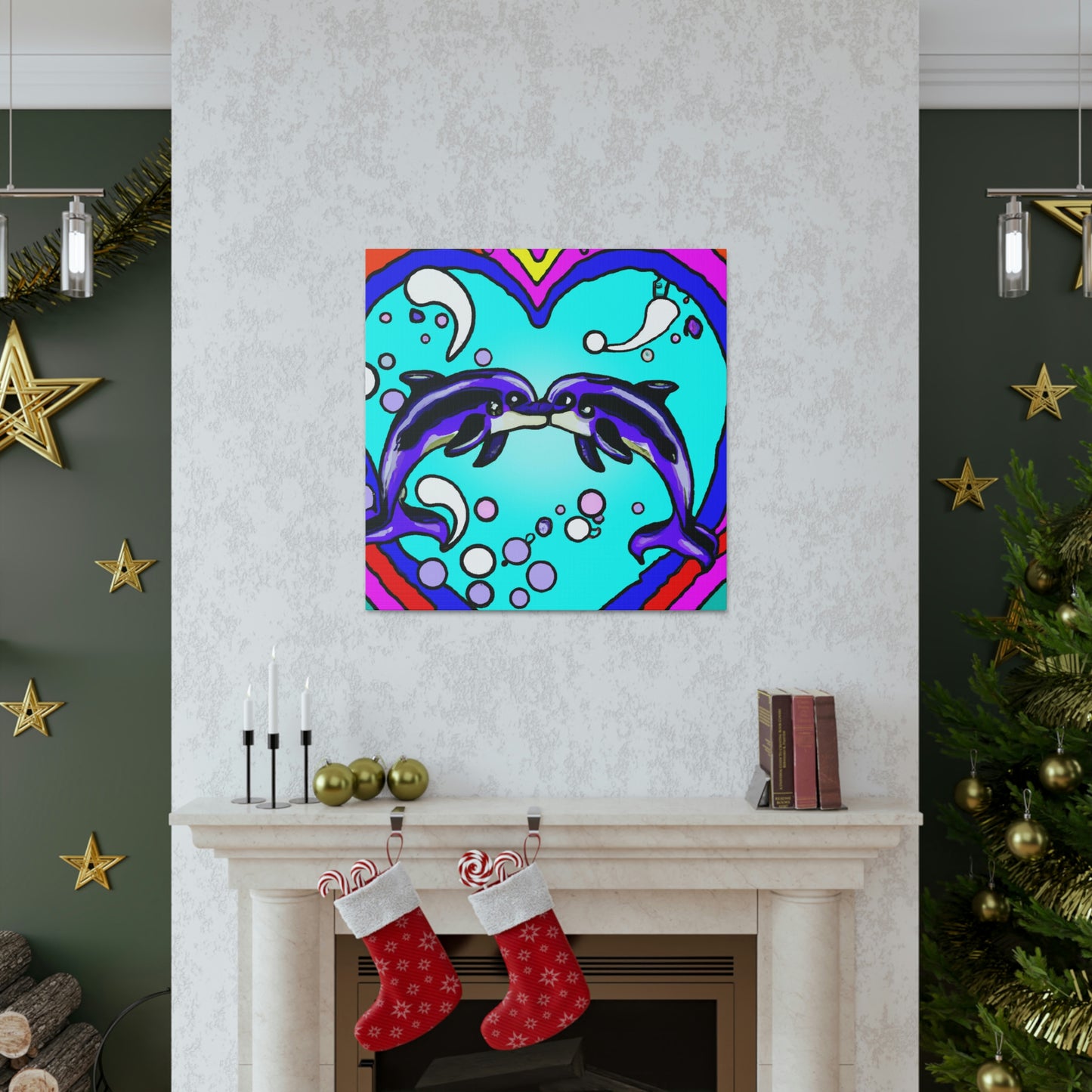 Loving Dolphin Pop Art - Canvas