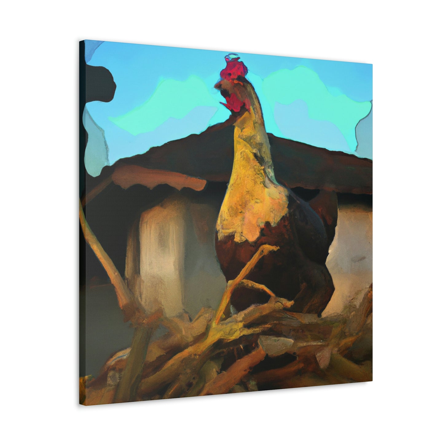 "Hen in Sunset Glow" - Canvas