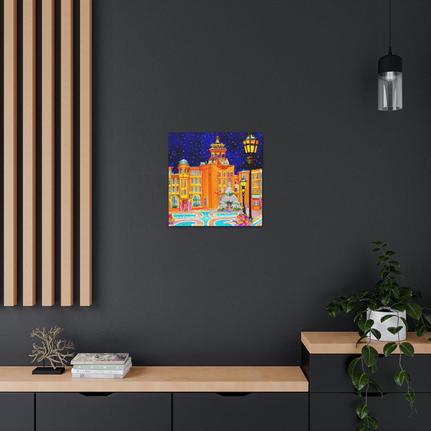 City Square in Moonlight - Canvas