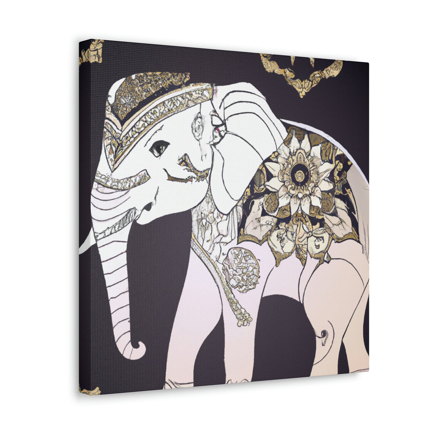 Gilded Indian Elephant. - Canvas