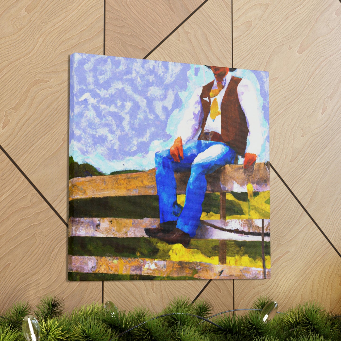 Cowboy on a Fence - Canvas