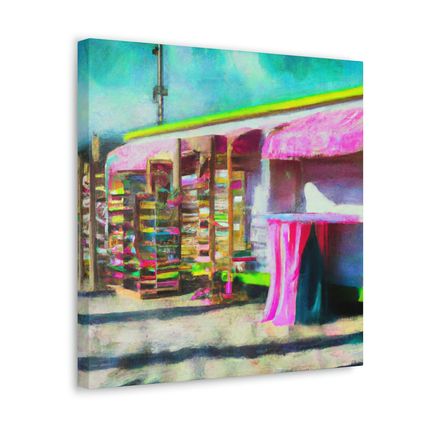 "Surreal Seaside Shops" - Canvas