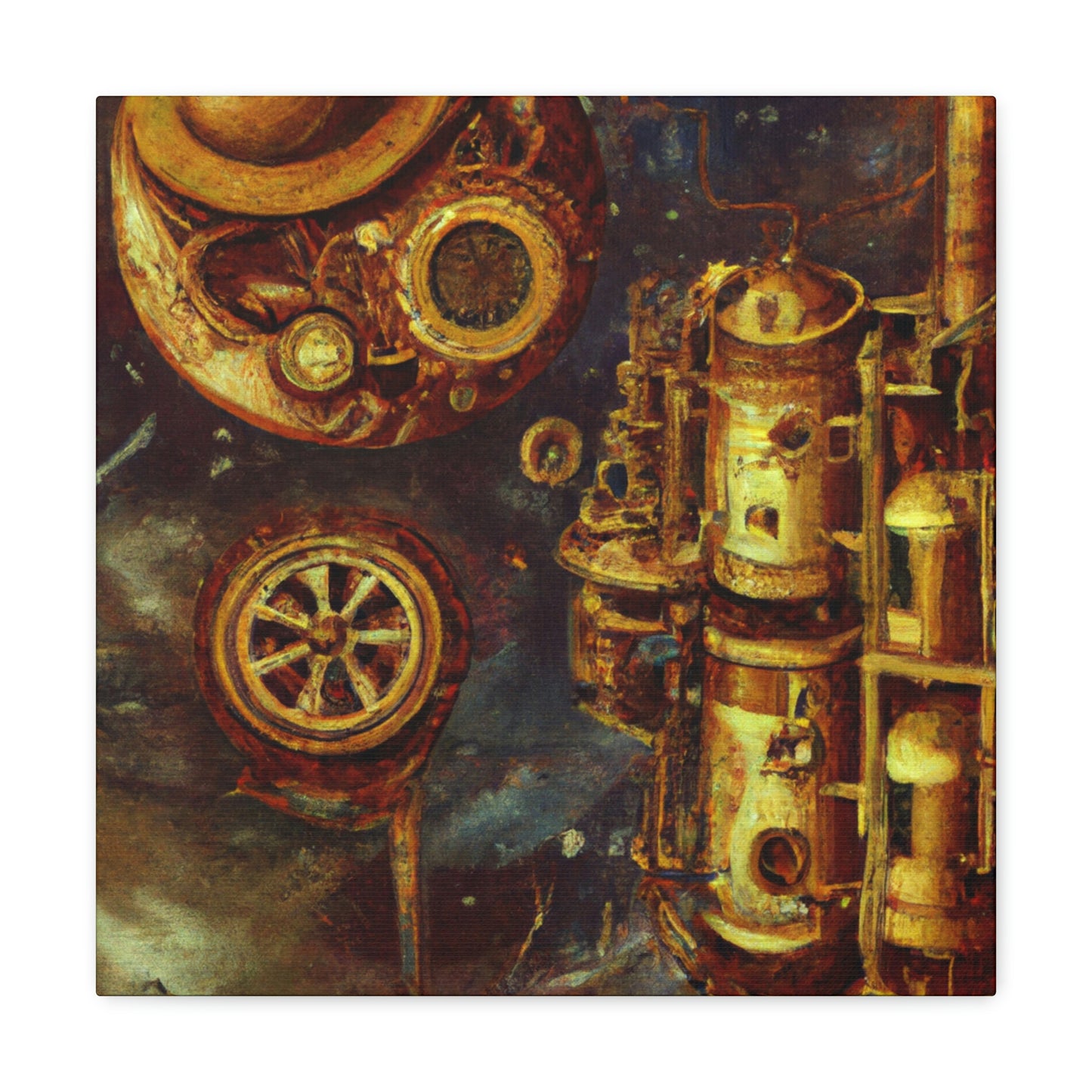 "Steampunk Space Station Dreams" - Canvas