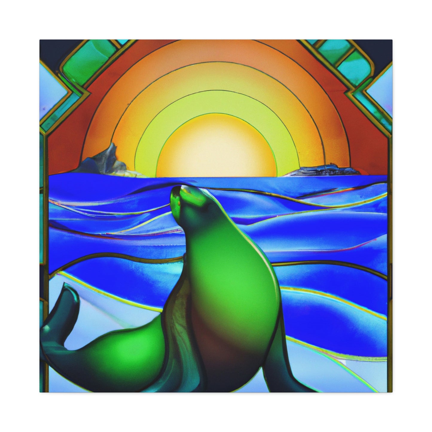 "Serene Sea Lion Sleek" - Canvas