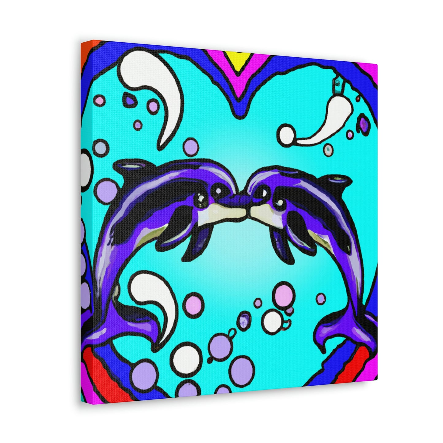 Loving Dolphin Pop Art - Canvas