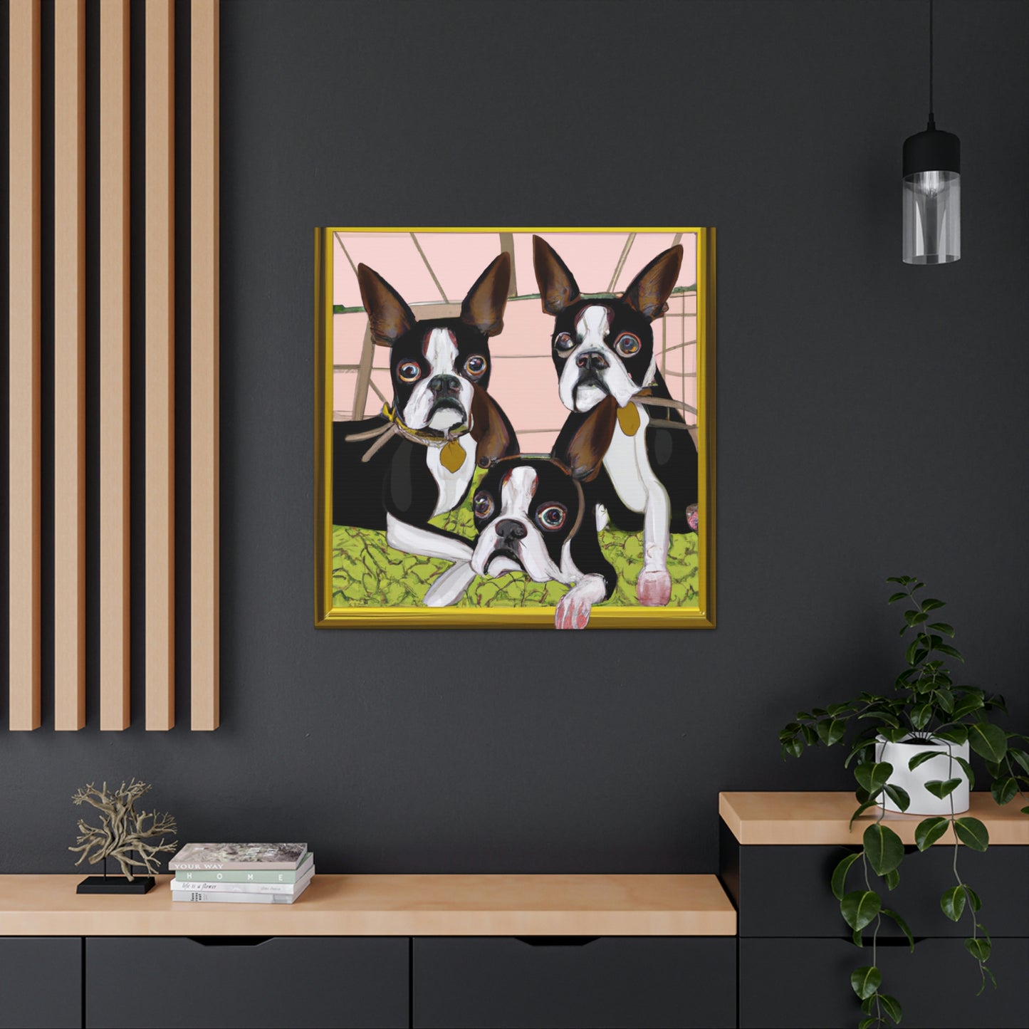 "Boston Terrier Reflection Shine" - Canvas