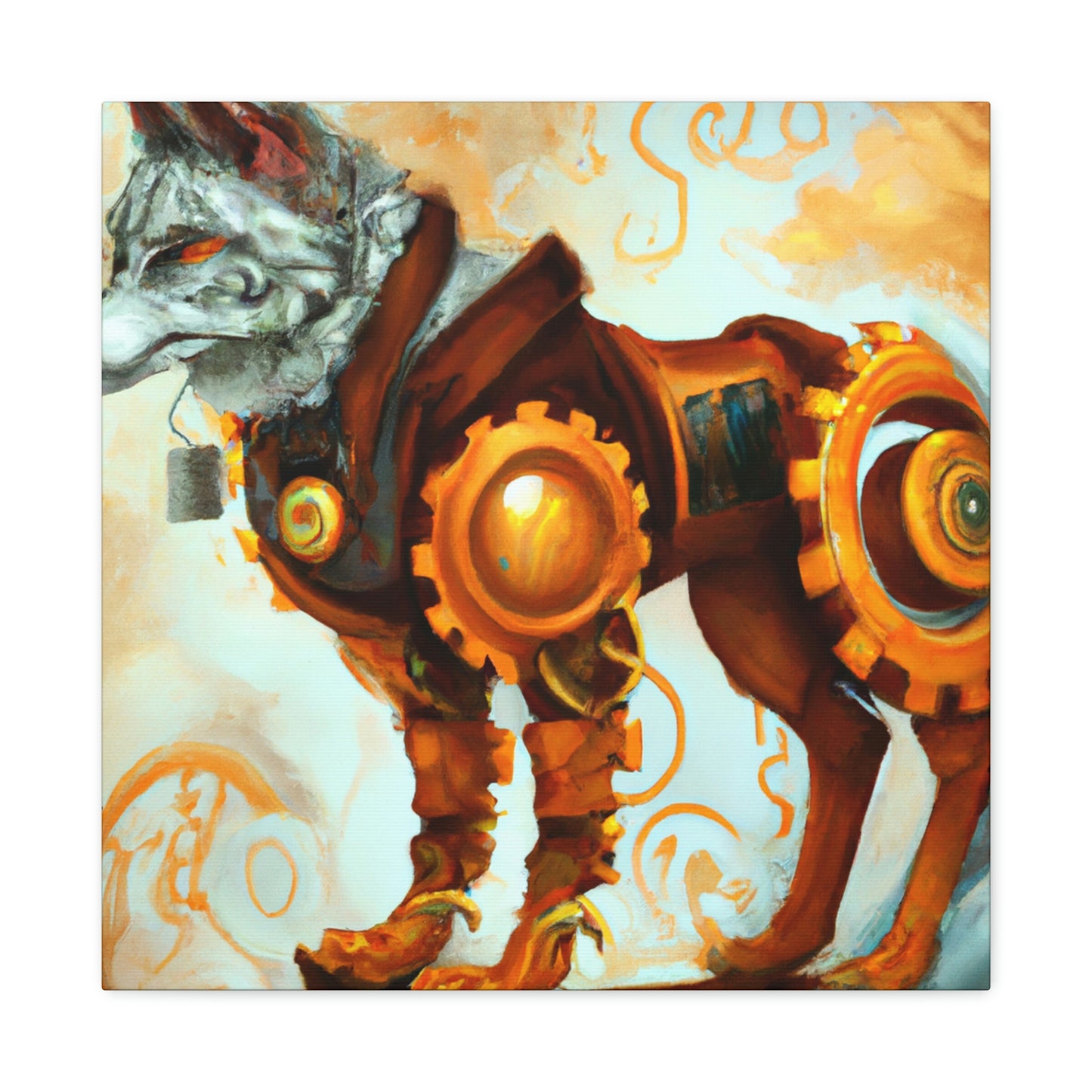 "Wolf in Steam Gears" - Canvas