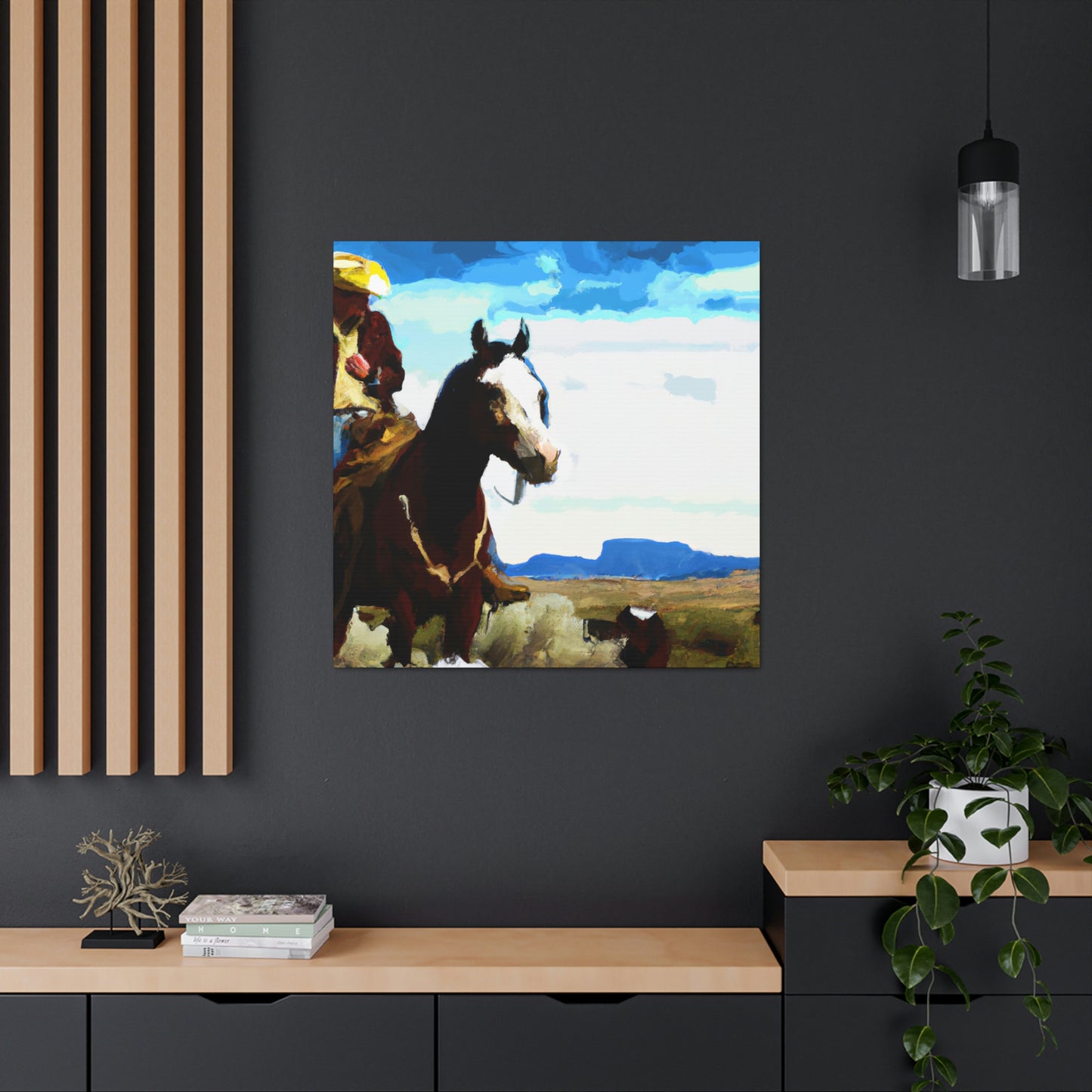 Cowboy on Wild Stallion - Canvas